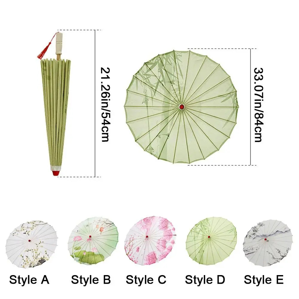 Bamboo Oil Paper Umbrella Chinese Style Handmade Hanfu Umbrella Rainproof Classical Ancient Dance Umbrella Photograph Prop