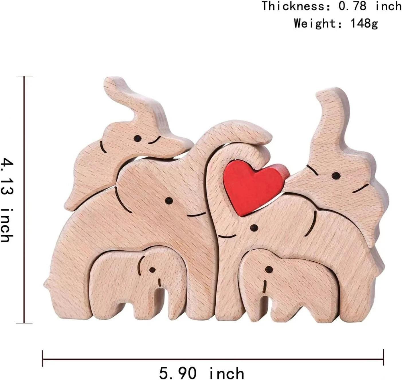 Wooden Elephant Family Statue - Home Decoration Craft Ideal for Living Room Desktop Ornament Puzzle Design Perfect Festival Gift