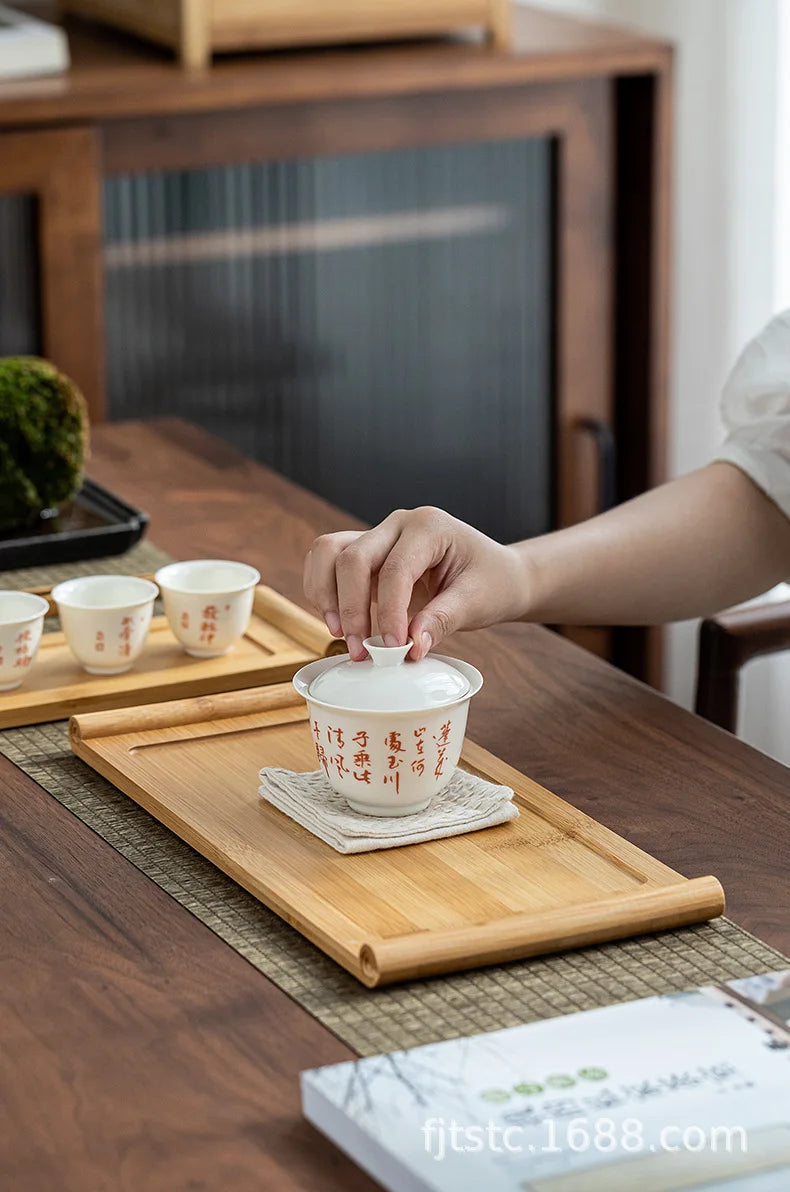 Bamboo tray rectangular Japanese bamboo wood home tea tray wooden bread barbecue tray hotel restaurant snack tray