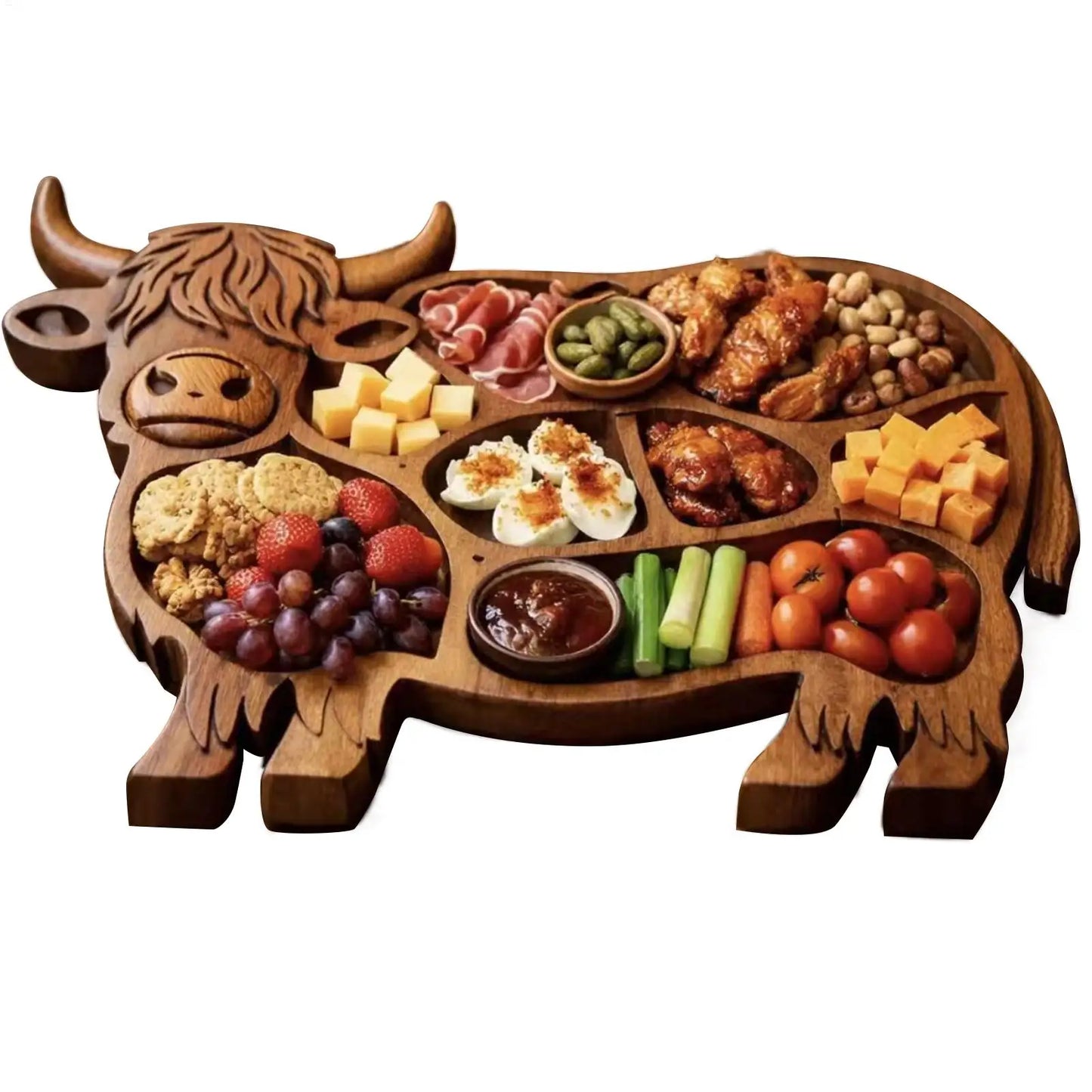 Wood Charcuterie Board Natural Wood Serving Board Highland Cow Wooden Charcuterie Board Rustic Farmhouse Serving Tray