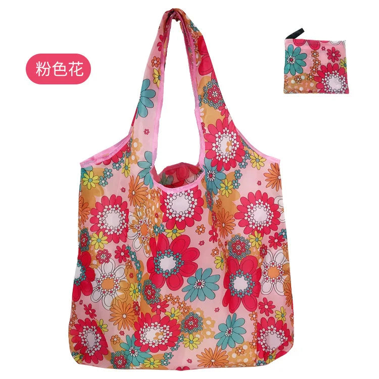 Large Foldable Reusable Eco Bag - Shoulder Shopping Tote Pouch for Grocery, Beach Toy Storage, Eco-friendly Package
