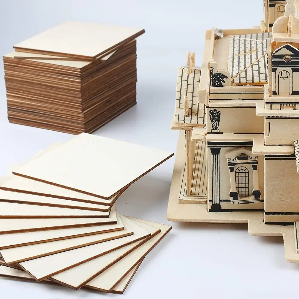 5/10Pcs Wood Square Blank Wood Sheet for Crafts Thin Unfinished Wood Squares for Wood Burning Painting Staining Wood Engrav