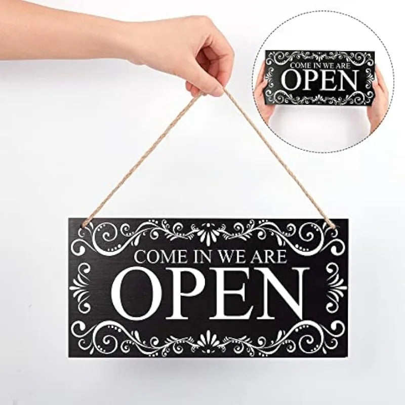 Natural Wood Open and Closed Store Business Sign "Come in We're Open & Sorry We're Closed" Plaque