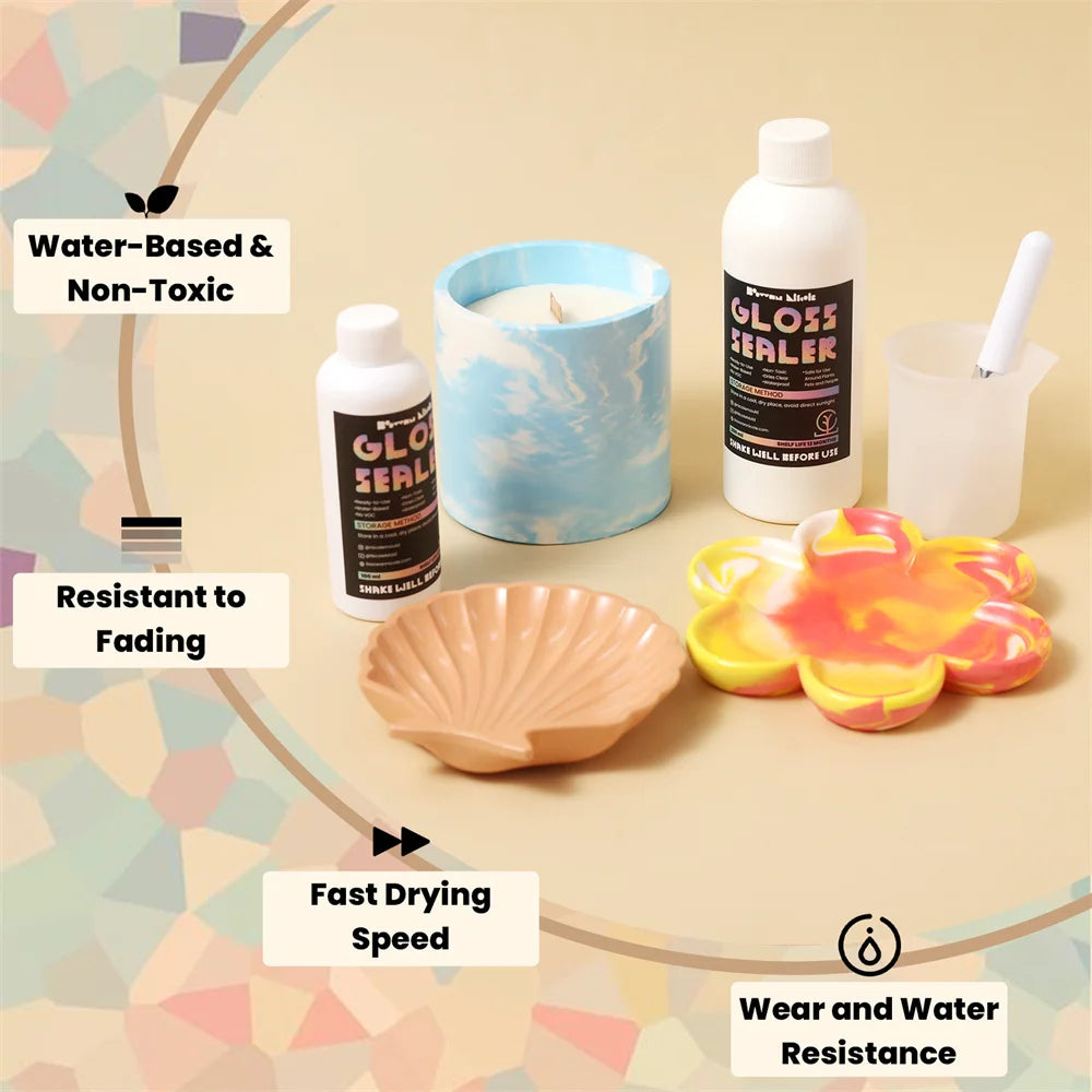 Glitter Acrylic Gloss Sealer Varnish Eco-friendly for Jesmonite Concrete Plaster Eco-friendly Acrylic Sealer Gloss Finish