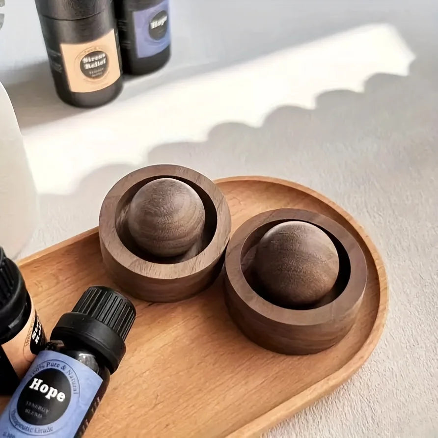 Wood Car Essential Oil Diffuser Wooden Aromatherapy Round Essential Oils Diffuser Set for Home Office Bedroom Car