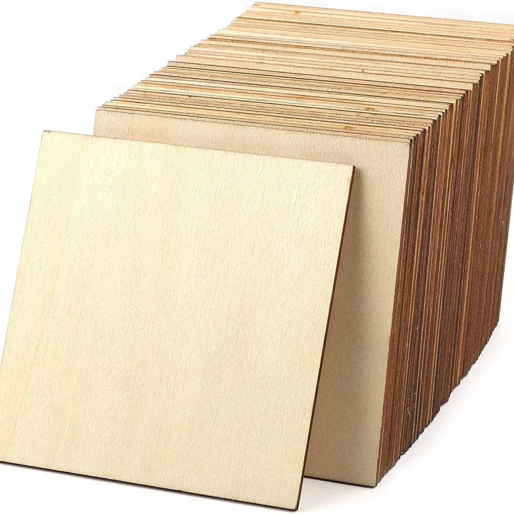 5/10Pcs Wood Square Blank Wood Sheet for Crafts Thin Unfinished Wood Squares for Wood Burning Painting Staining Wood Engrav