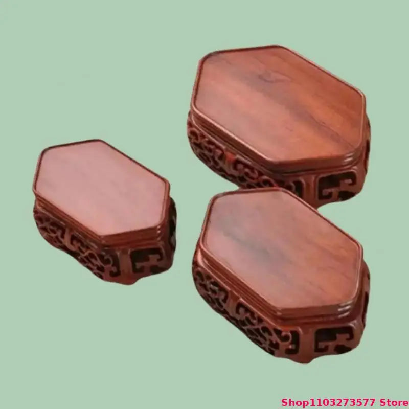 Natural Solid Wood Display Stand for Incense Burner Sculpture Figurine Handicraft Home Decor Display Base Vase Holder