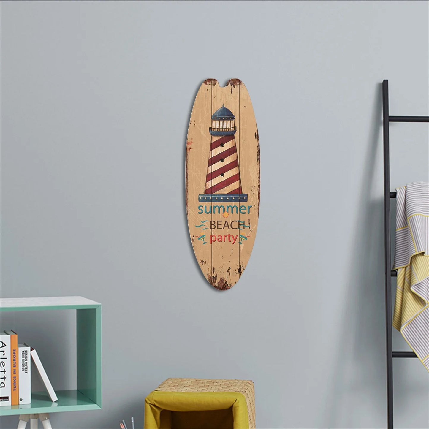 Wood Surfboard Home Decor Festival Bar Home Party Decor Casual Trend Wooden Sign Beach Style Hanging Retro Home Decor
