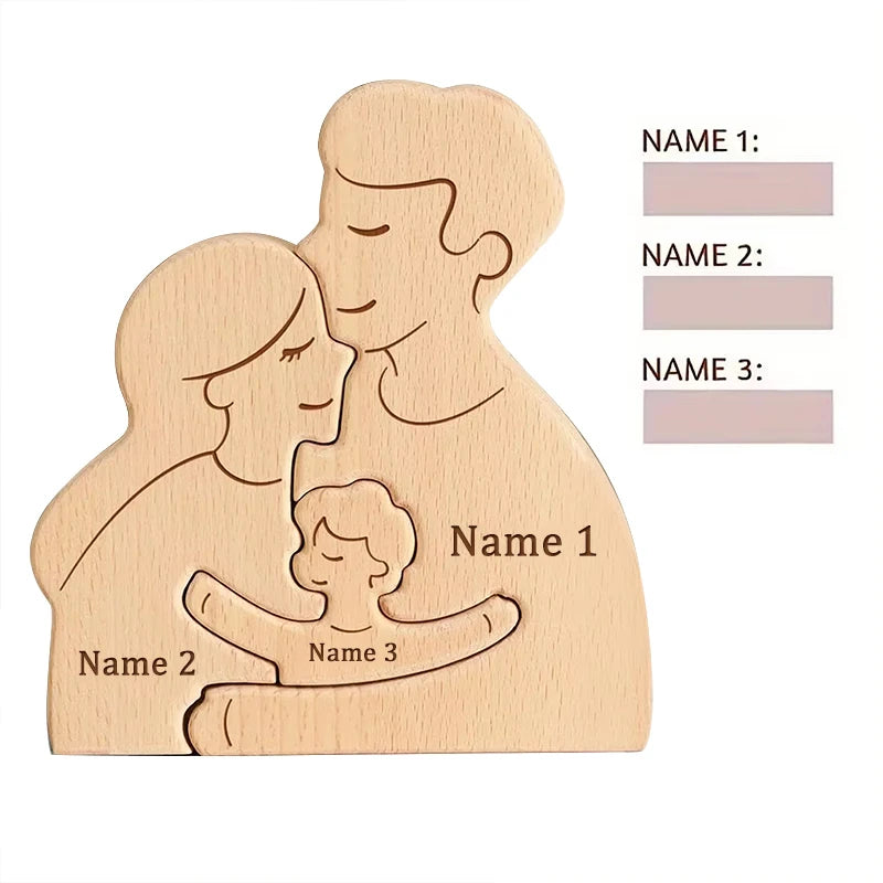 Wooden Family Puzzle Personalized Puzzles 2-5Names Birthday Anniversary Wedding Gifts for Women Men Customized Home Decor