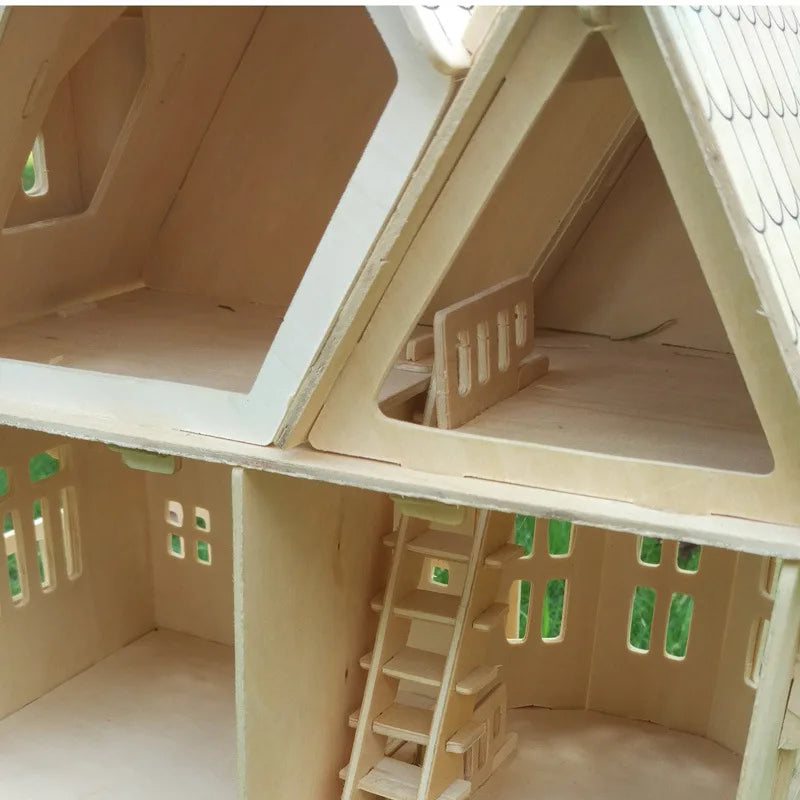 Wood Miniature Dollhouse DIY Doll House Assembled Educational Pretend Play Toys Mini 3D Stereo Puzzle House For Children Girls