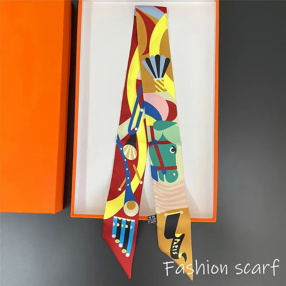 Colorful Horse Print Scarf Long Strip Ribbon Korean Style Multi-use Women Accessories Hair Bandana Bag Wrap Neckwear New Arrival