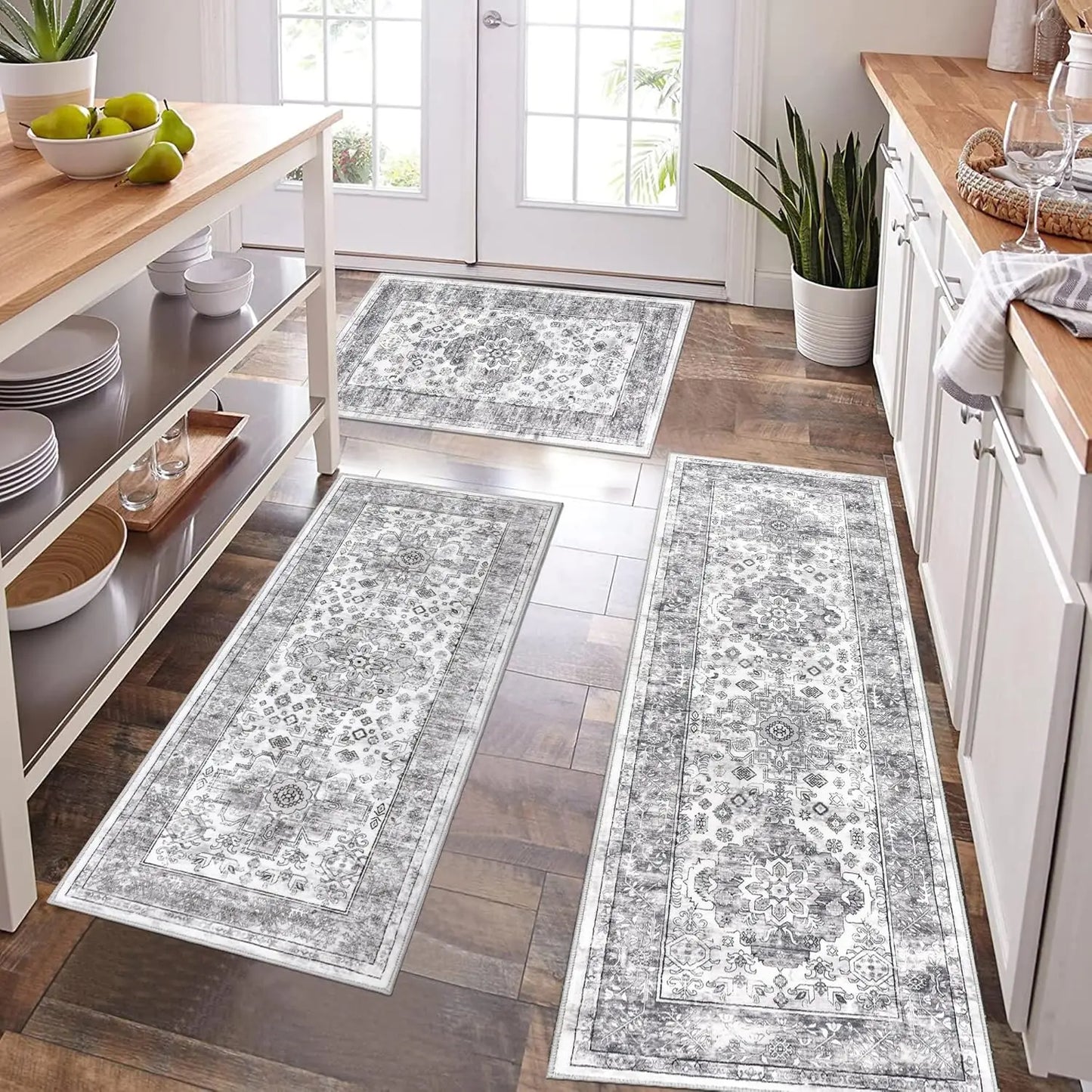 VIKAMA Retro Luxury Kitchen And Bathroom Entry Door Carpet, Living Room Sofa, Coffee Table Mat, Anti-Slip Home Decoration