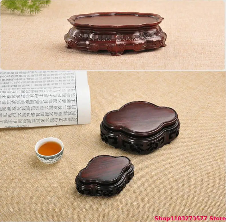 Natural Solid Wood Display Stand for Incense Burner Sculpture Figurine Handicraft Home Decor Display Base Vase Holder