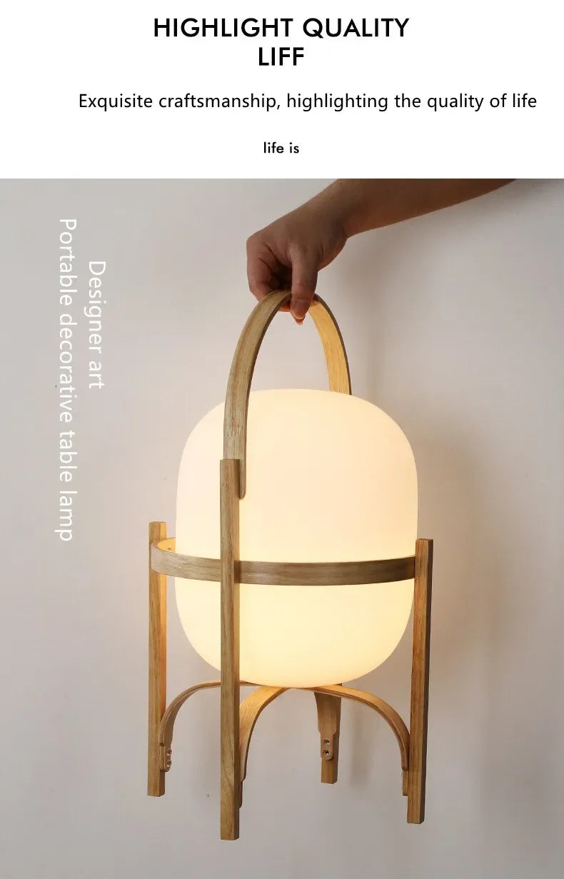 Wood Led Table Lamp Minimalist Glass Lampshade Study Bedroom Bedside Lamp Living Room Reading Home Deco Standing Lamp