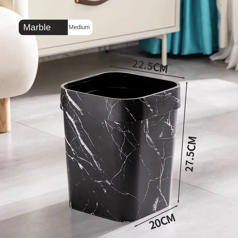 Wood Grain Trash Can Household High-looking Bathroom Kitchen B&B Hotel Trash Can
