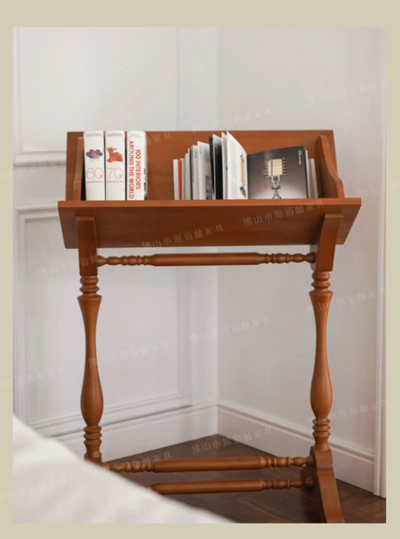 Solid Wood Art Shelf Display Stand Living Room Floor Display Rack Magazine Rack Organizer Small Bookcase Room Wooden Furniture