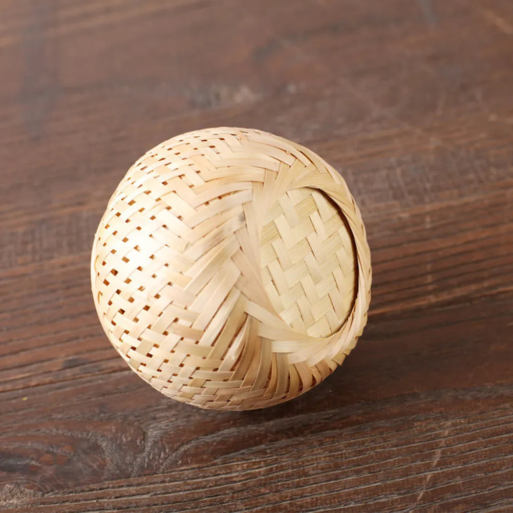 1Pcs Bamboo Woven Tea Basket Fine Polishing Edge Tea Storage Jar Moisture Proof Gift Box for Birthday Wedding Home Office