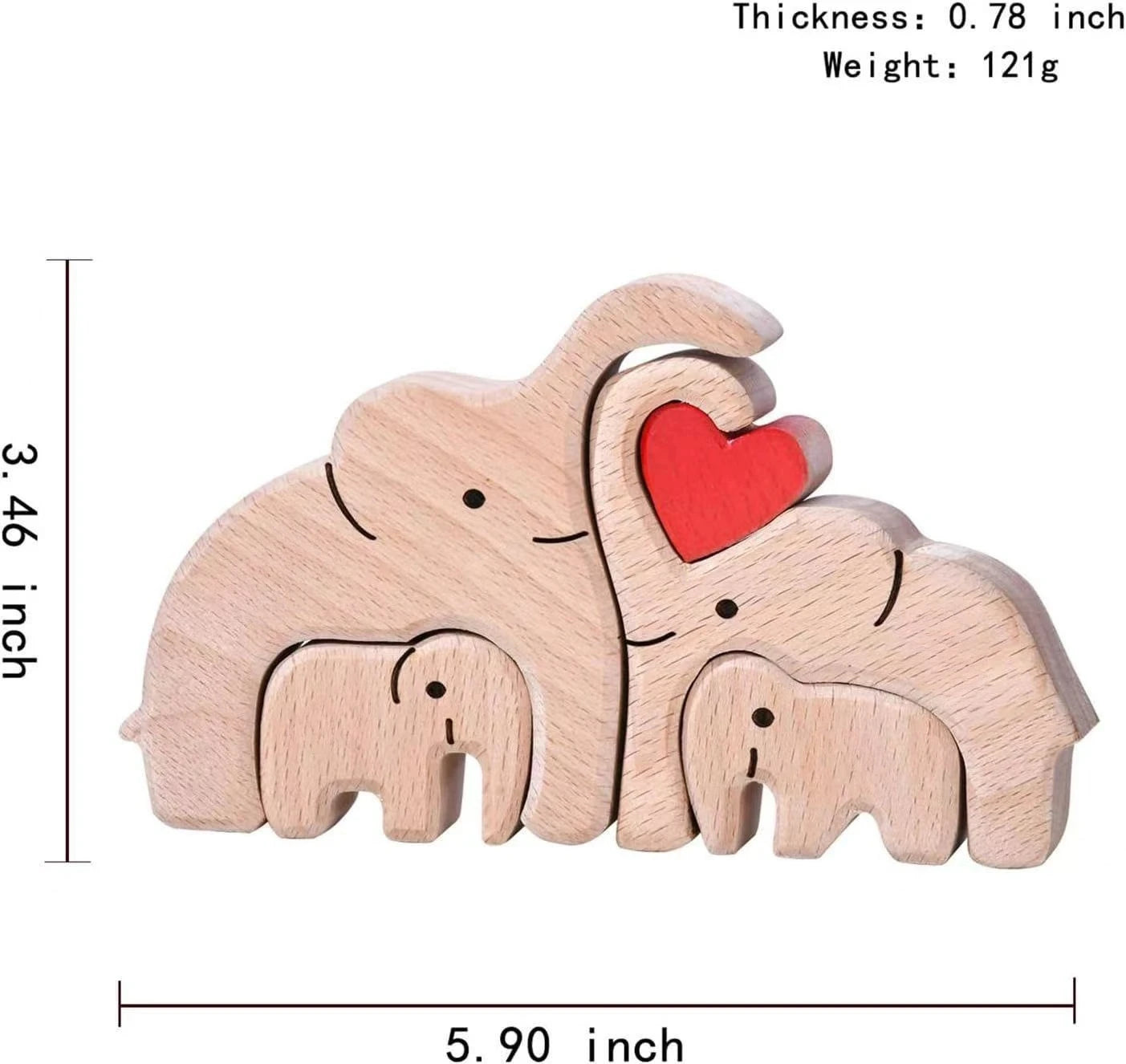 Wooden Elephant Family Statue - Home Decoration Craft Ideal for Living Room Desktop Ornament Puzzle Design Perfect Festival Gift