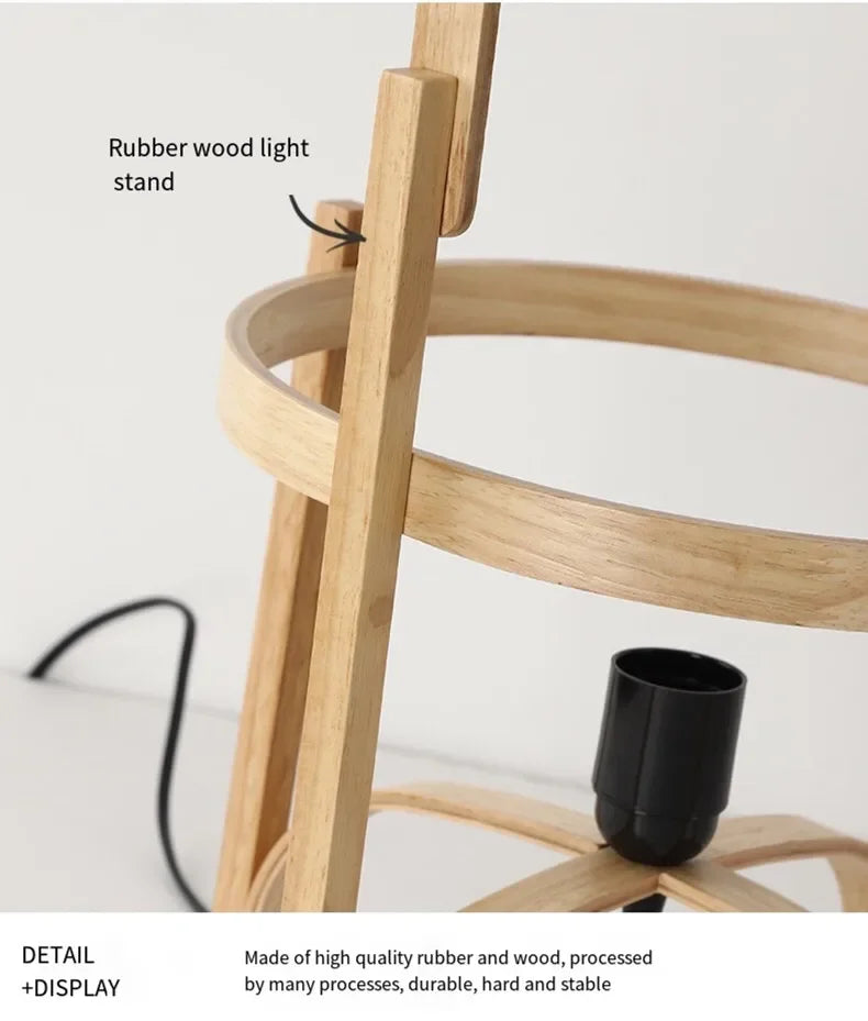 Wood Led Table Lamp Minimalist Glass Lampshade Study Bedroom Bedside Lamp Living Room Reading Home Deco Standing Lamp