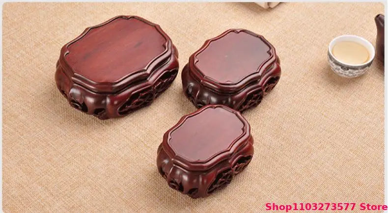 Natural Solid Wood Display Stand for Incense Burner Sculpture Figurine Handicraft Home Decor Display Base Vase Holder