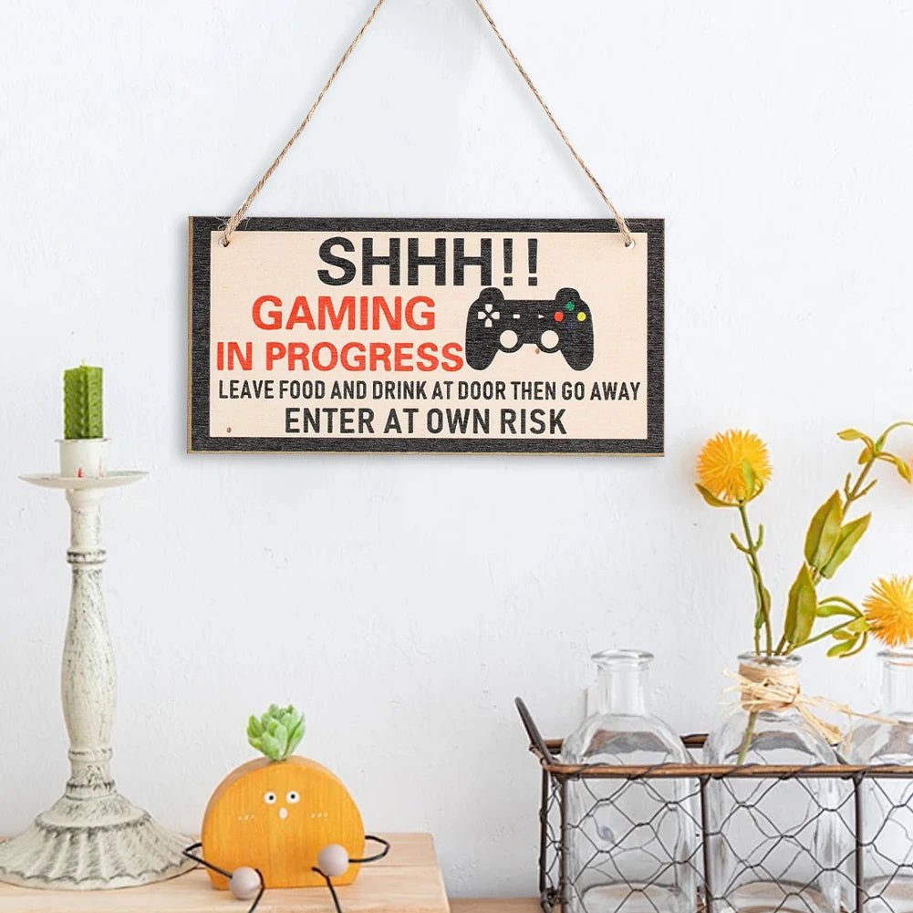Wooden Notice Board Aesthetic Room Decor Home Wall Hanging Player Game Warning Sign Room Decoration DIY Friendship Pendant Gift
