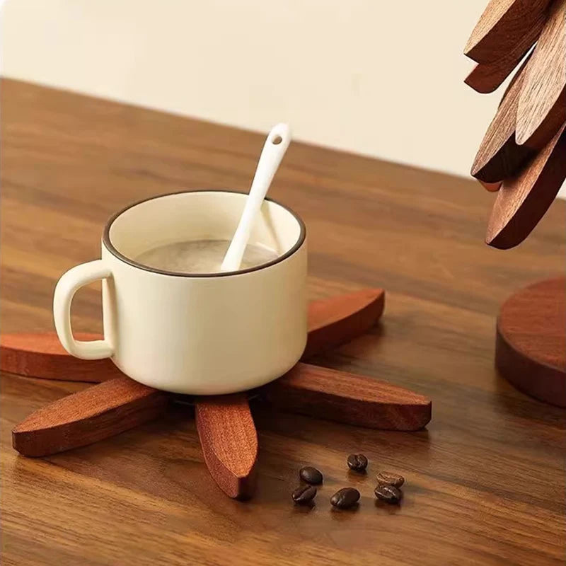 Tree Design Stand Bamboo Wooden Trivets Decorative Anti Scald Heat Resistant Table Mat Coaster Wood Placemats Pot