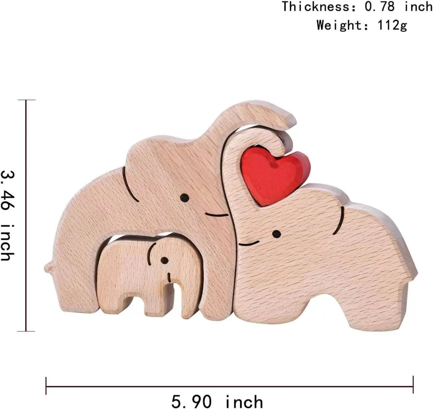 Wooden Elephant Family Statue - Home Decoration Craft Ideal for Living Room Desktop Ornament Puzzle Design Perfect Festival Gift