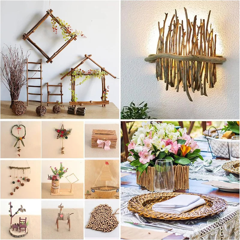 20/40/60PCS Wood Sticks for Crafts Wood Log Sticks Natural Mini Twigs Sticks for Photo Props DIY Crafts Home Decorations