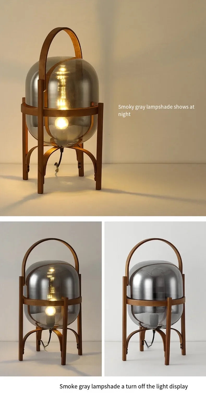 Wood Led Table Lamp Minimalist Glass Lampshade Study Bedroom Bedside Lamp Living Room Reading Home Deco Standing Lamp