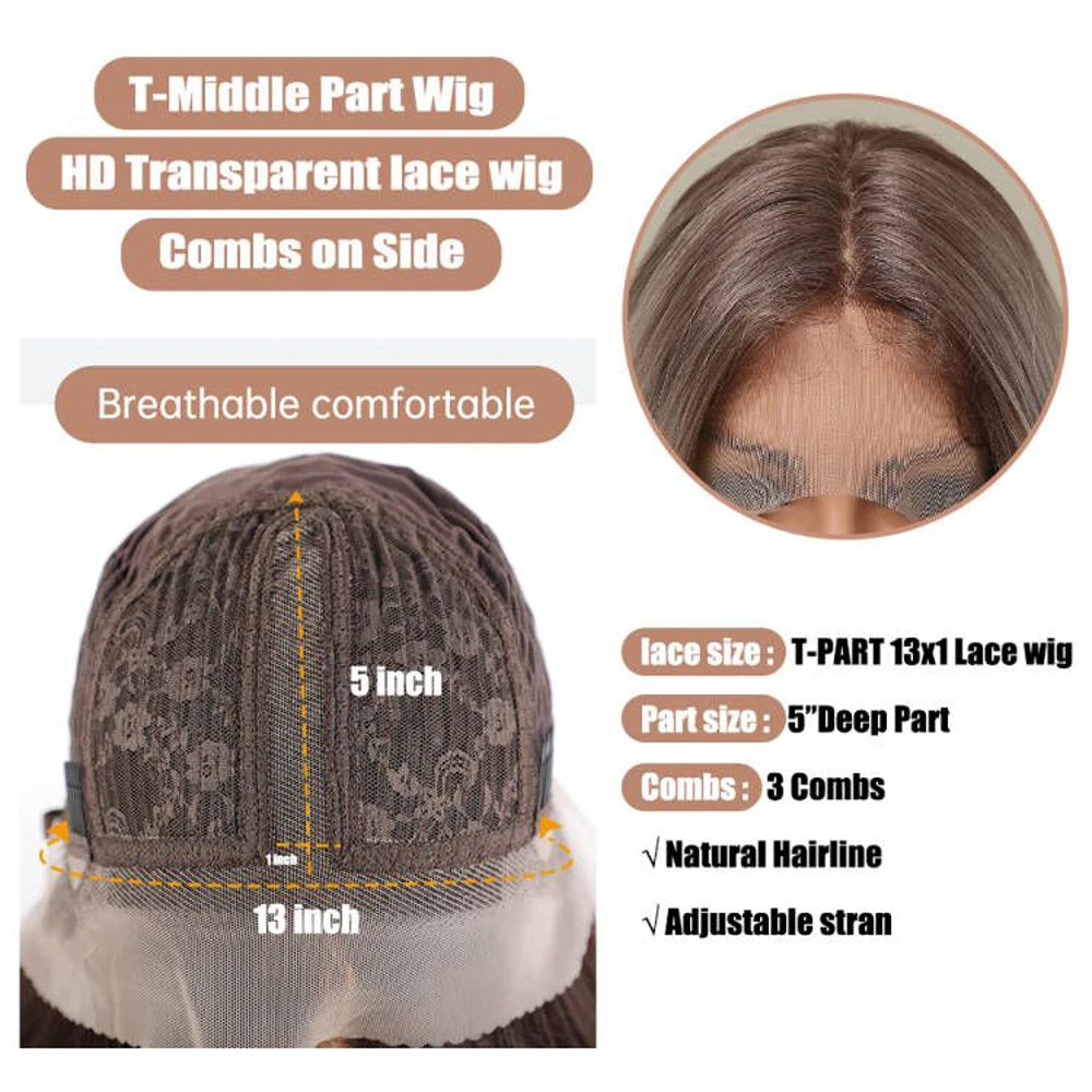 Synthetic Lace Front Hair Wig Brown Blonde Long Straight Lace Wigs for Black Women Natural Heat Resistant Cosplay Party Wig