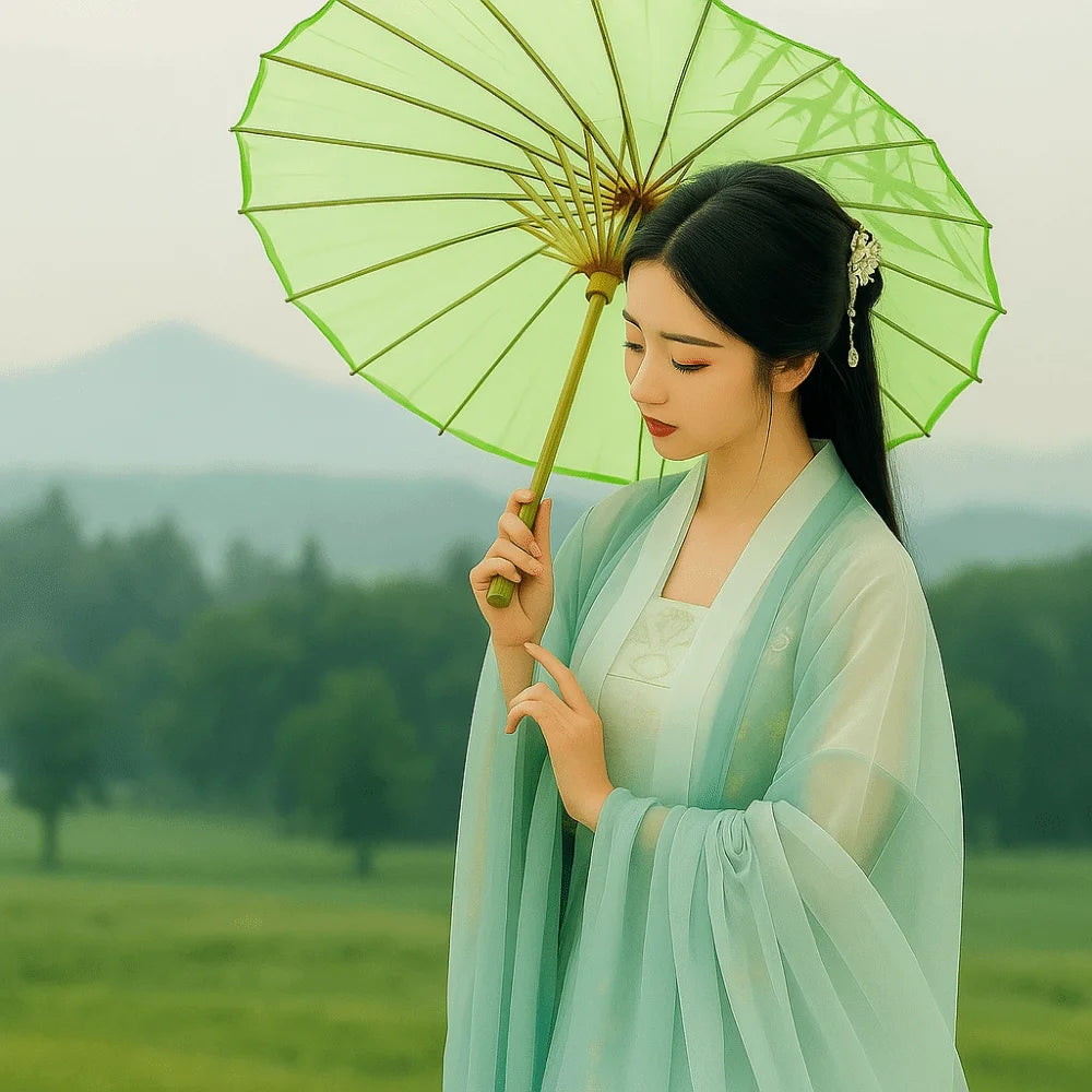 Bamboo Oil Paper Umbrella Chinese Style Handmade Hanfu Umbrella Rainproof Classical Ancient Dance Umbrella Photograph Prop