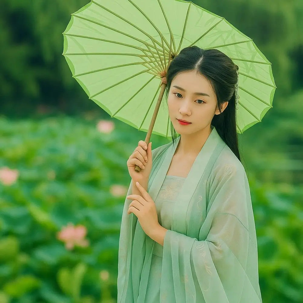 Bamboo Oil Paper Umbrella Chinese Style Handmade Hanfu Umbrella Rainproof Classical Ancient Dance Umbrella Photograph Prop