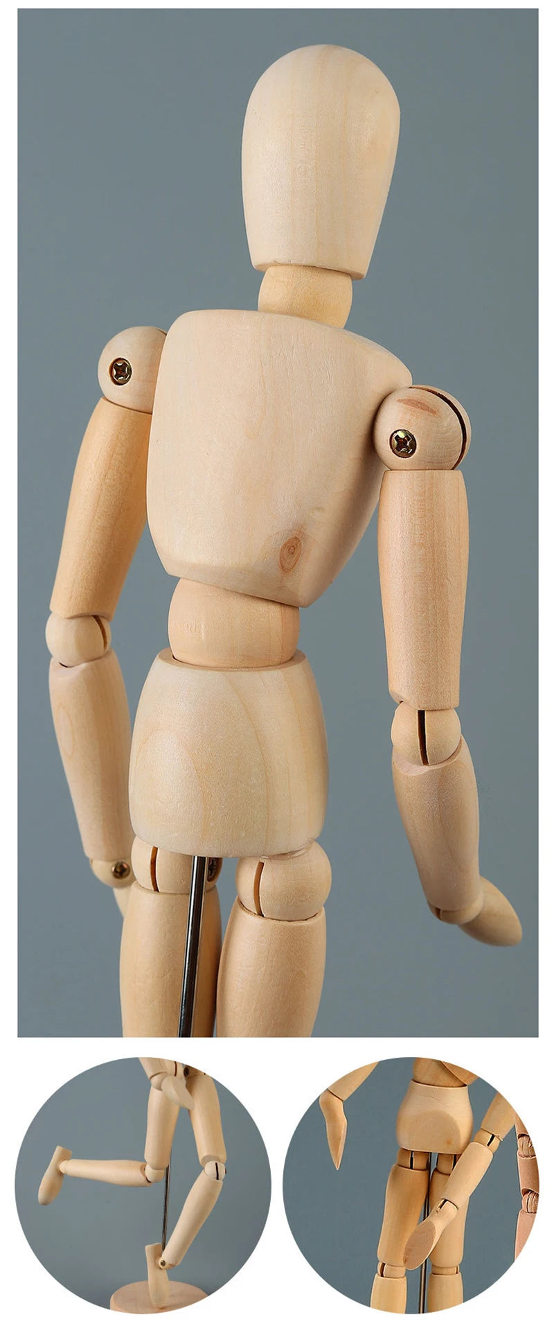 Wooden Hand Man Wood Drawing Mannequin Rotatable Modle Artist Movable Limbs Human Male Miniatures Figurines Decoration Crafts
