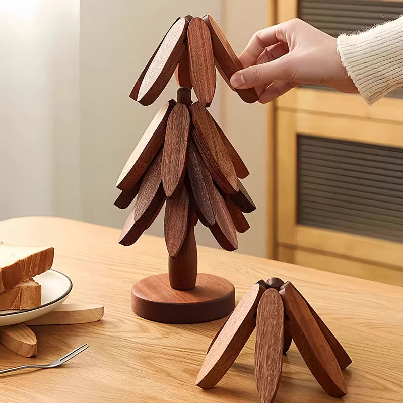 Tree Design Stand Bamboo Wooden Trivets Decorative Anti Scald Heat Resistant Table Mat Coaster Wood   Placemats Pot
