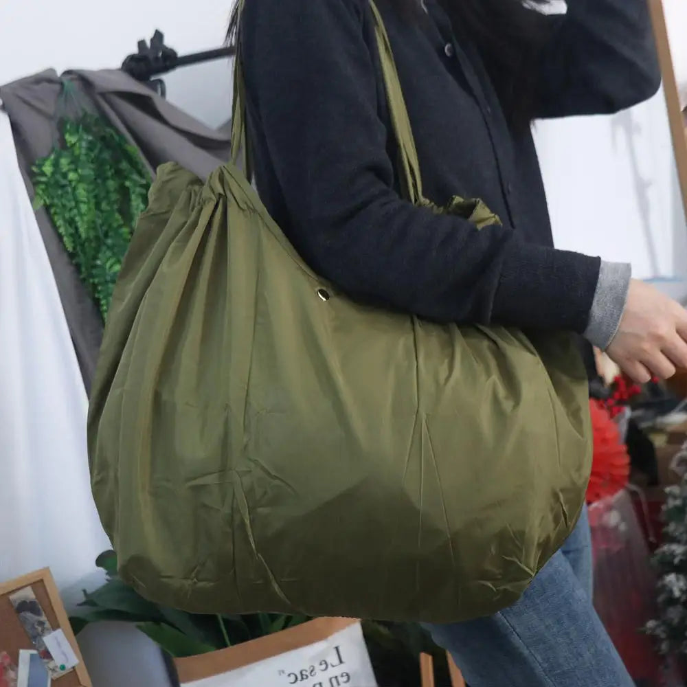 Handbag Folding Shopping Bag Large Capacity Portable Foldable Eco Bag Eco-Friendly Shoulder Pouch Grocery Storage Bag Shopping