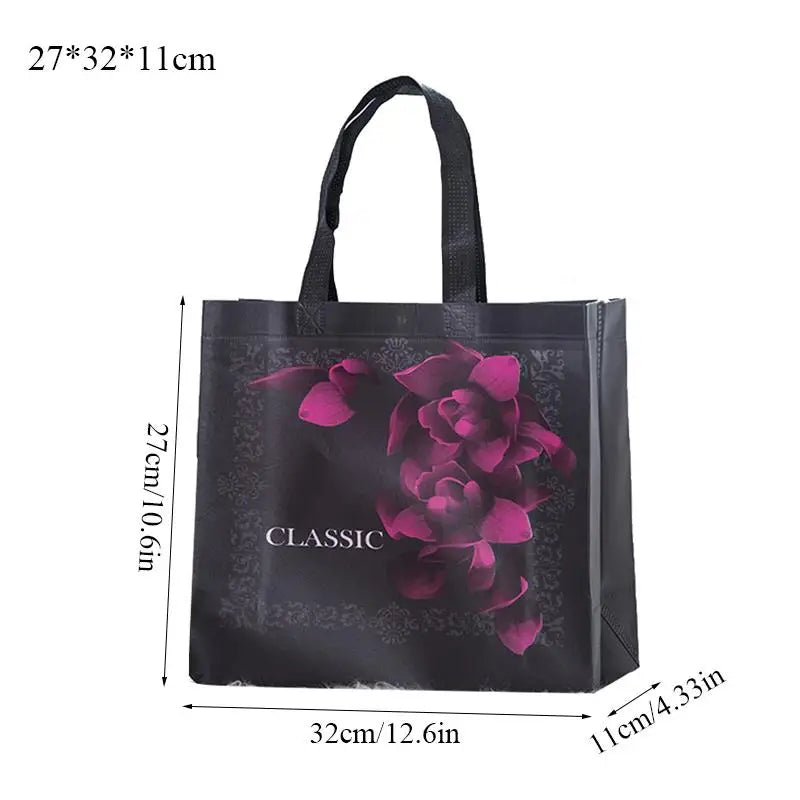 Eco Bag Flower Print Foldable Shopping Bag Reusable Tote Pouch Eco Travel Groccery Bags Female Non-woven Canvas Shopping Bags