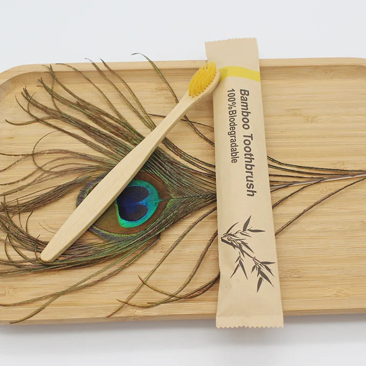 Bamboo Toothbrushes 100Pcs Eco Friendly Resuable Toothbrush Adult Wooden Soft Tooth Brush Eco Friendly Vegan