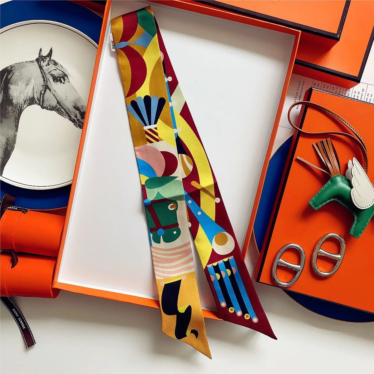 Colorful Horse Print Scarf Long Strip Ribbon Korean Style Multi-use Women Accessories Hair Bandana Bag Wrap Neckwear New Arrival