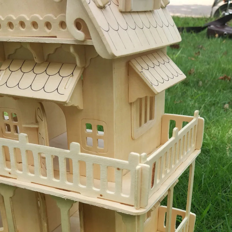 Wood Miniature Dollhouse DIY Doll House Assembled Educational Pretend Play Toys Mini 3D Stereo Puzzle House For Children Girls