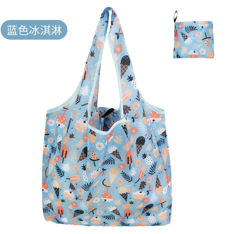Large Foldable Reusable Eco Bag - Shoulder Shopping Tote Pouch for Grocery, Beach Toy Storage, Eco-friendly Package
