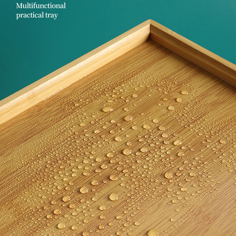 Bamboos Wood Rectangular Tea Tray Solid Wooden  Tray Tea Cups Trays Stand Tray For Kitchen Party Tea Bar Storage Tray Tableware