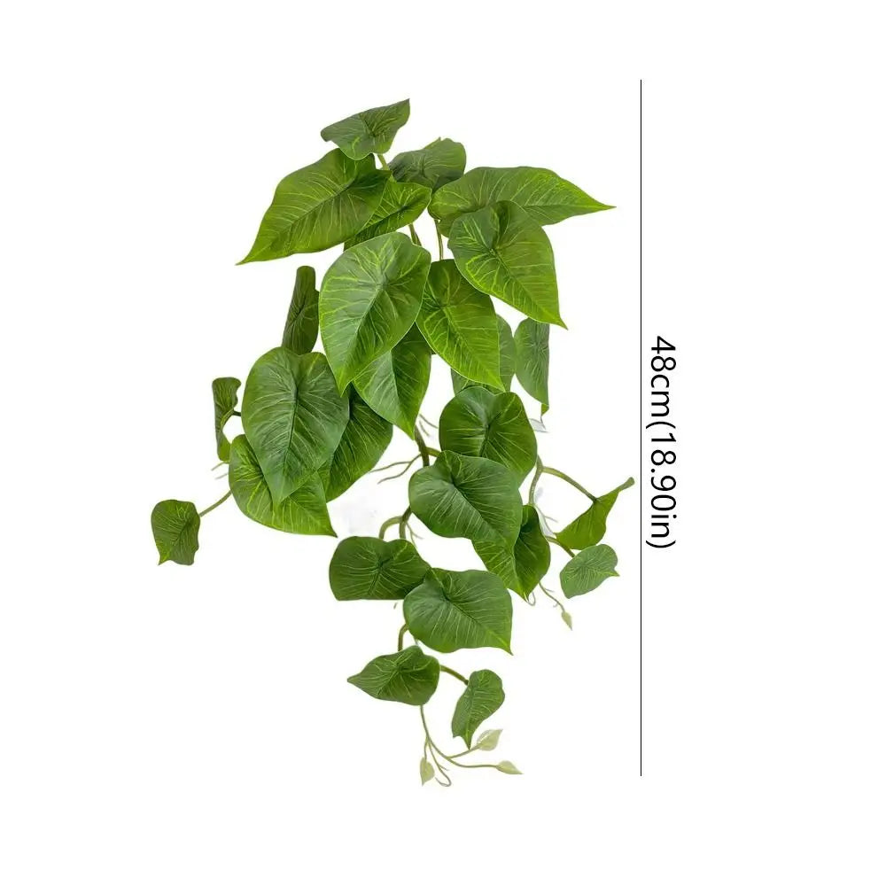 Green Plant Artificial Green Plant Leaves Plastic Realistic Simulation Epipremnum Plant Handmade Real Touch Fake Hanging Plants