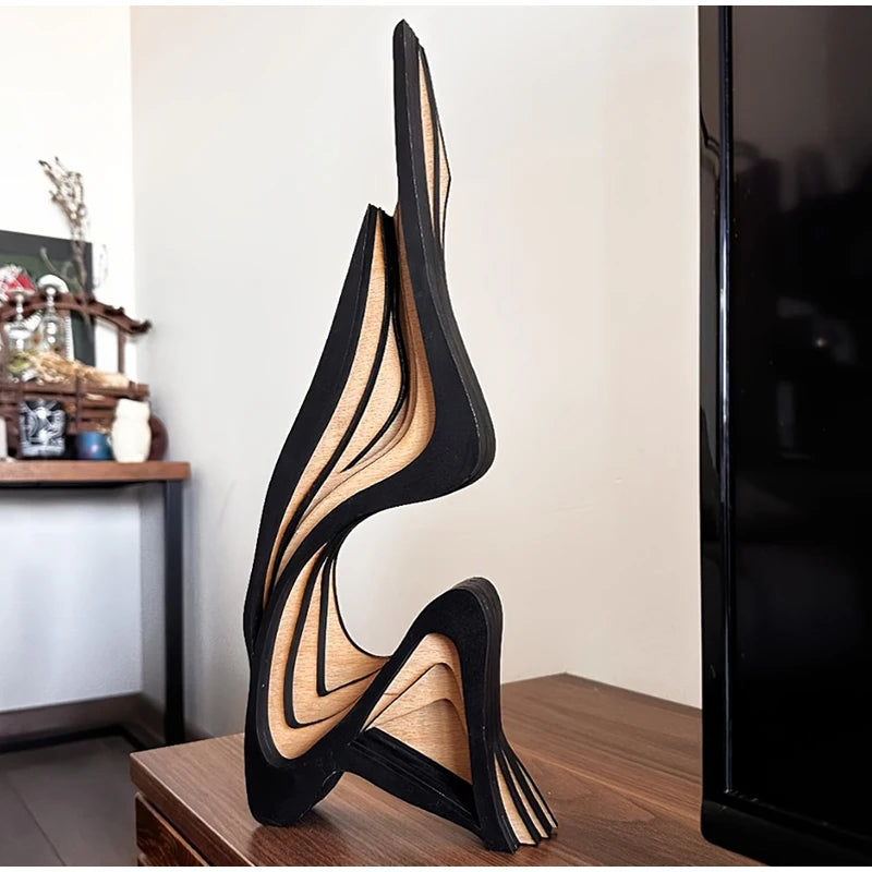 Wooden Three-dimensional Curved Artistic  Decoration   Bookshelf  Room Decoration Desktop Ornaments  Irregular Shape Artwork
