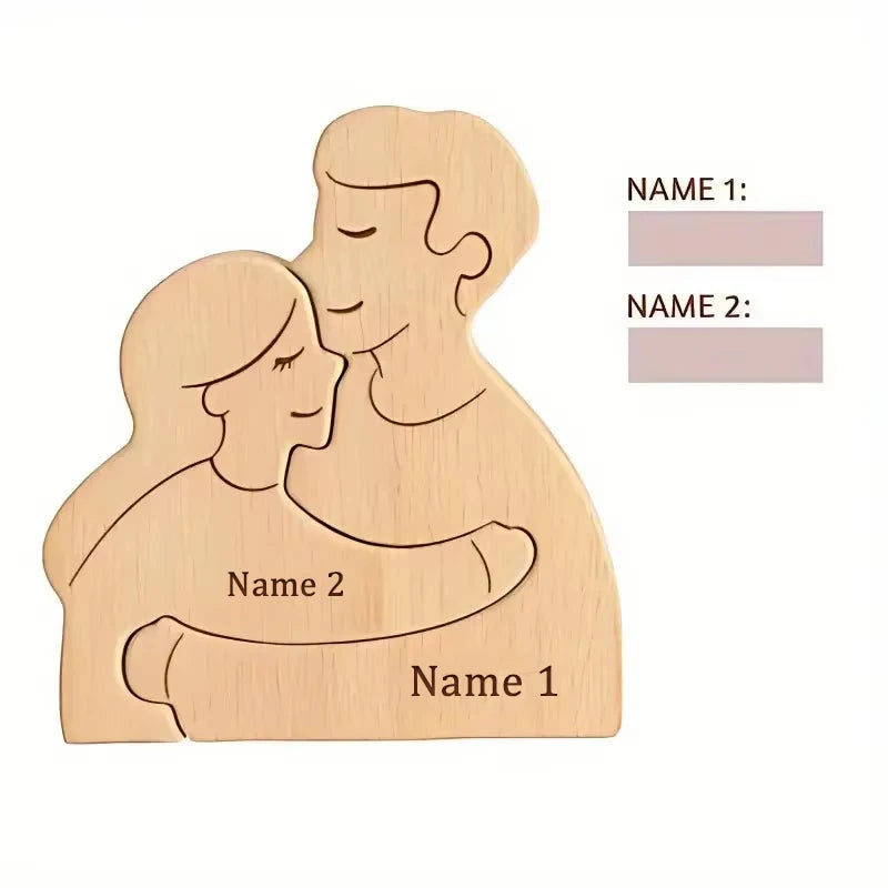 Wooden Family Puzzle Personalized Puzzles 2-5Names Birthday Anniversary Wedding Gifts for Women Men Customized Home Decor