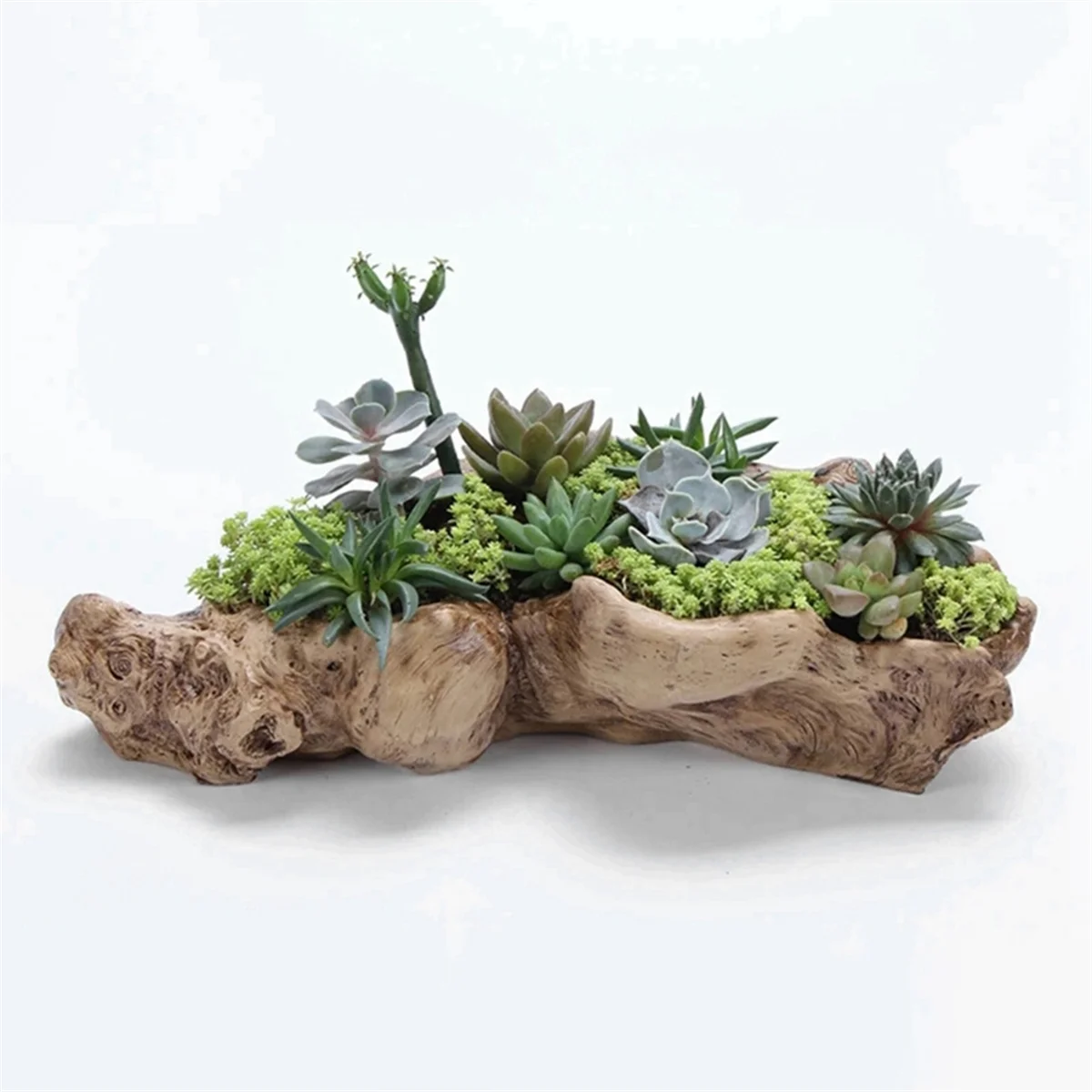 Wooden ornamentsPastoral Retro Landscape Flower Pot Resin Tree Stump Planter Artificial Driftwood Sculpture Rustic Succulent