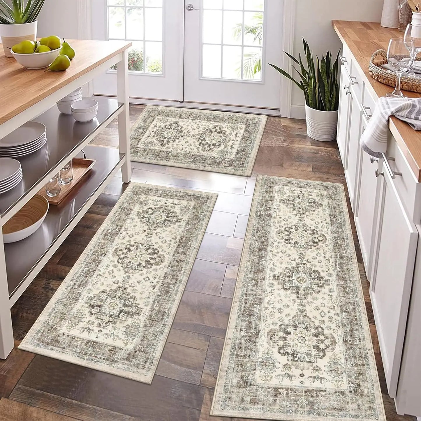 VIKAMA Retro Luxury Kitchen And Bathroom Entry Door Carpet, Living Room Sofa, Coffee Table Mat, Anti-Slip Home Decoration