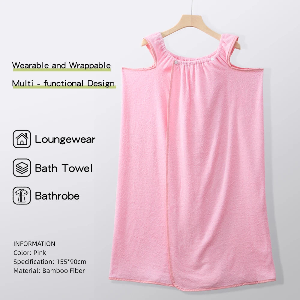 Bamboo Fiber Bath Towel Household Women Wearable Wrap Adults Absorb Water Dry Hair Skirt Long Style Bathroom Washable Bathrobe