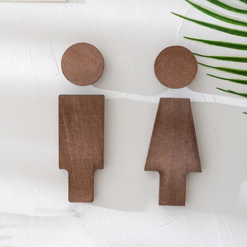 Wood Toilet Sign Men and Women Bathroom Signs Set Restroom Signage Bathroom Door Signs Washroom Signboard for Home