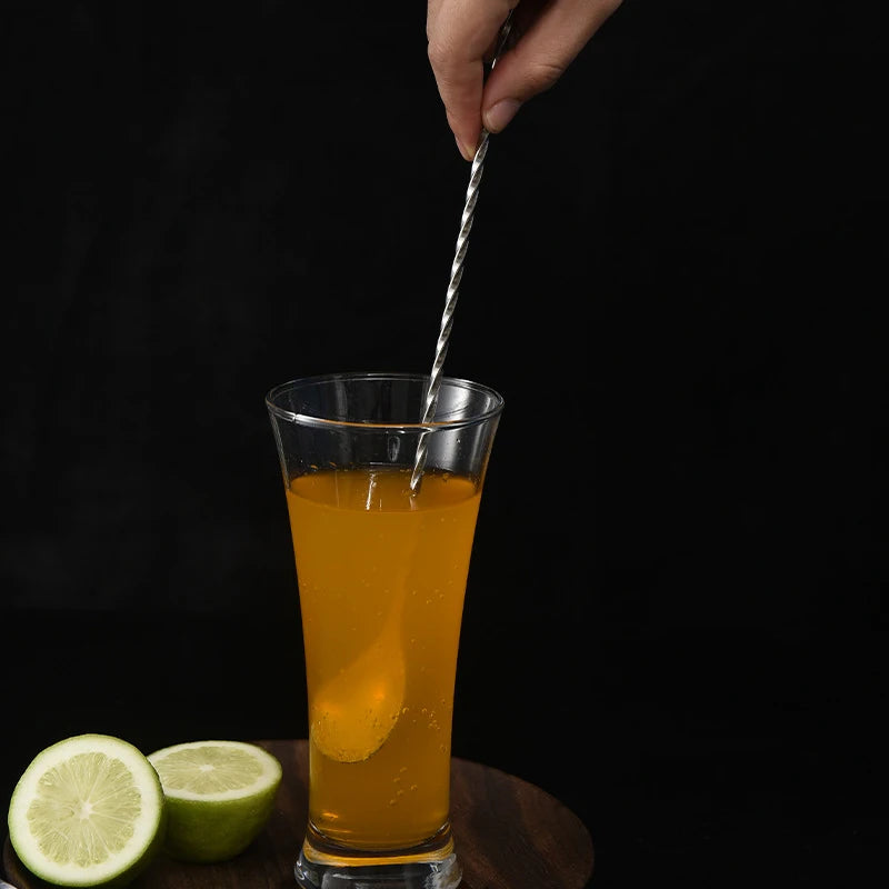 Stainless Steel Mixing Spoon Long Handle Stirring Spoon Drink Stirrers Cocktail Spoons Spiral Pattern Bar Cocktail Shaker Spoon