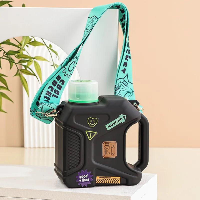 1.6L Extra-large Mug Large Capacity Sports Plastic Water Bottle with Handle Personalized Mecha Student Water Cups